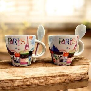 Espresso Cups – Parisian Charm - New with Matching Spoons
